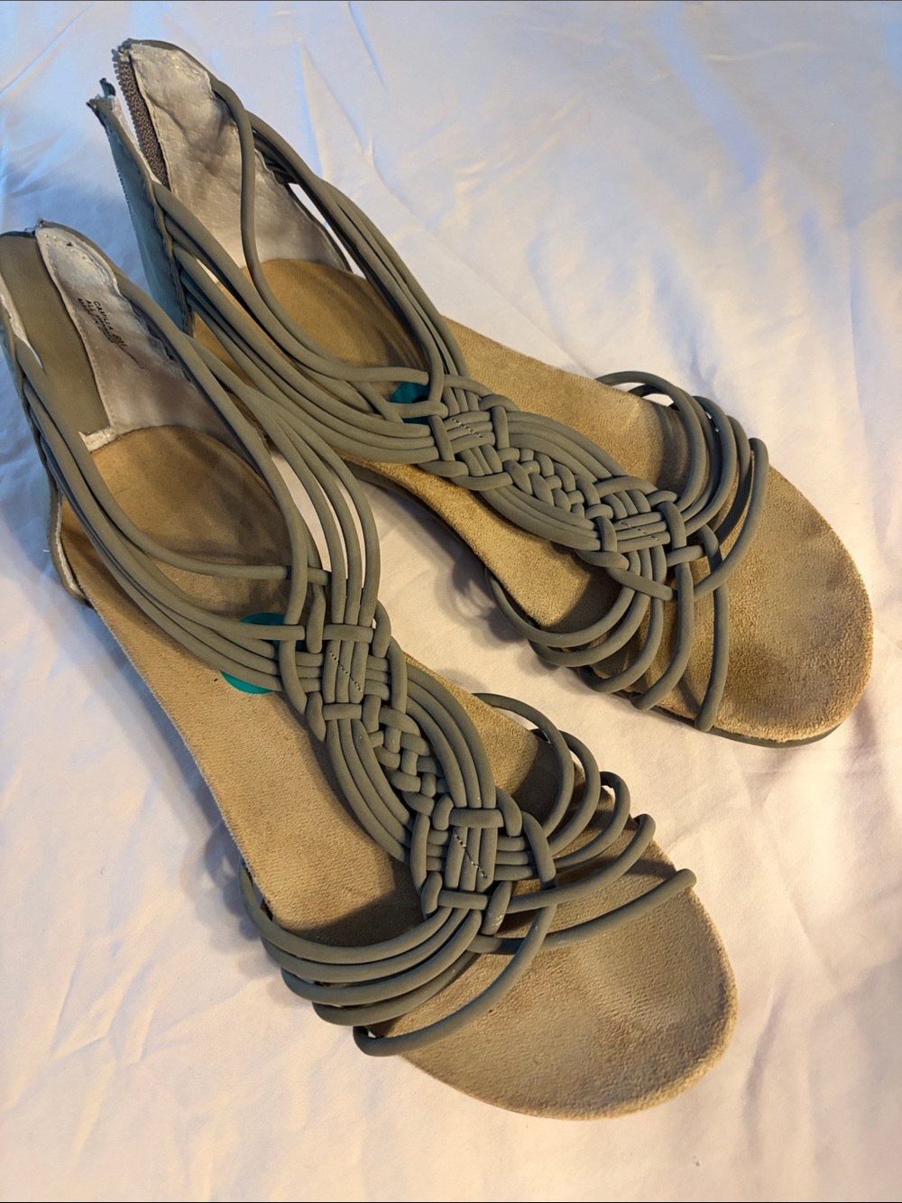 me too Olive Woven Slingback Sandals